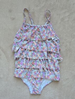 Cotton On Floral Ruffle One-Piece Swimsuit - Pink Lavender Multi